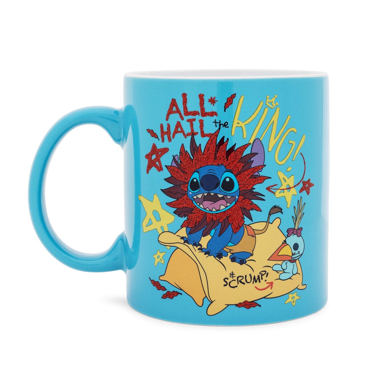 Disney Lilo & Stitch "All Hail The King" Ceramic Glitter Mug | Holds 20 Ounces